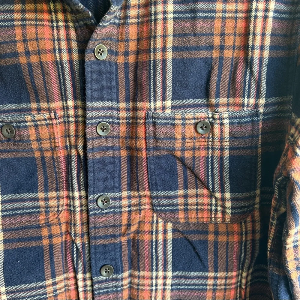 Sewn For J Crew Men's Plaid Flannel Button Down Size Medium Tall 100% Cotton